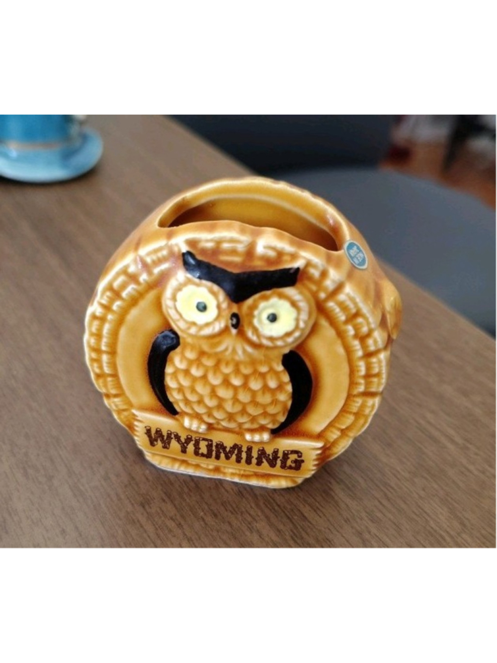Vintage 1970's Wyoming Owl Bird Ceramic Toothpick Holder
